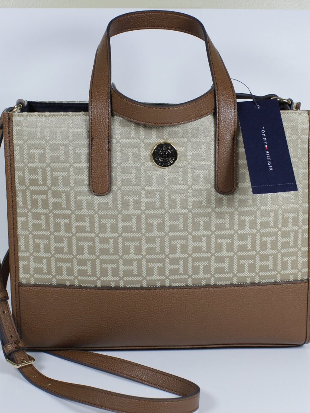 Tommy Hilfiger Mercer II Convertible Shopper Bag - Beige/Brown - New with Tags
